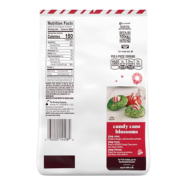 HERSHEY’S KISSES CANDY CANE FLAVORED, CHRISTMAS CANDY BULK BAG, 31.67 OZ