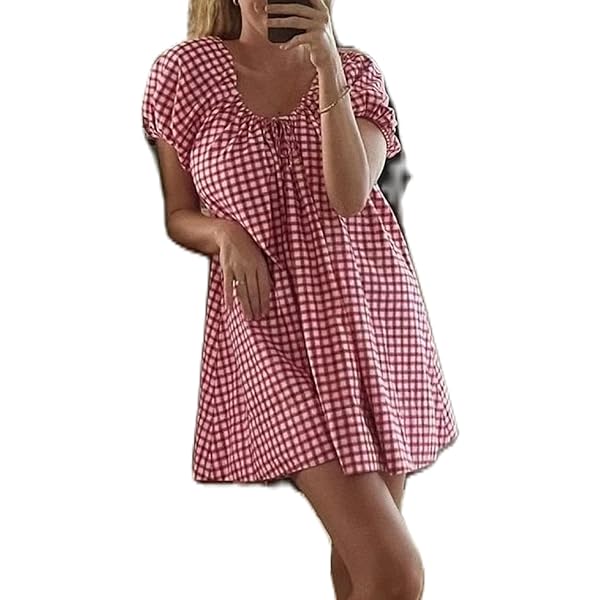 Brown Plaid Dress Zara ZAFUL Women's Casual Plaid Mini Dress Scoop