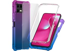 Ailiber Case for TMobile REVVL 8 Pro, with Screen Protector, REVVL 8 Pro Phone Case,Dual Layer Protection, Shockproof Corners TPU Bumper, Hard Silicone Full Body Cell Phone Cover-Blue Pink