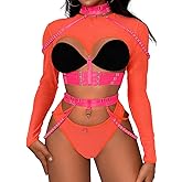 Kaei&Shi Rave Outfit, Adjustable Strappy, Contrast Color, Choker, Chain Belt