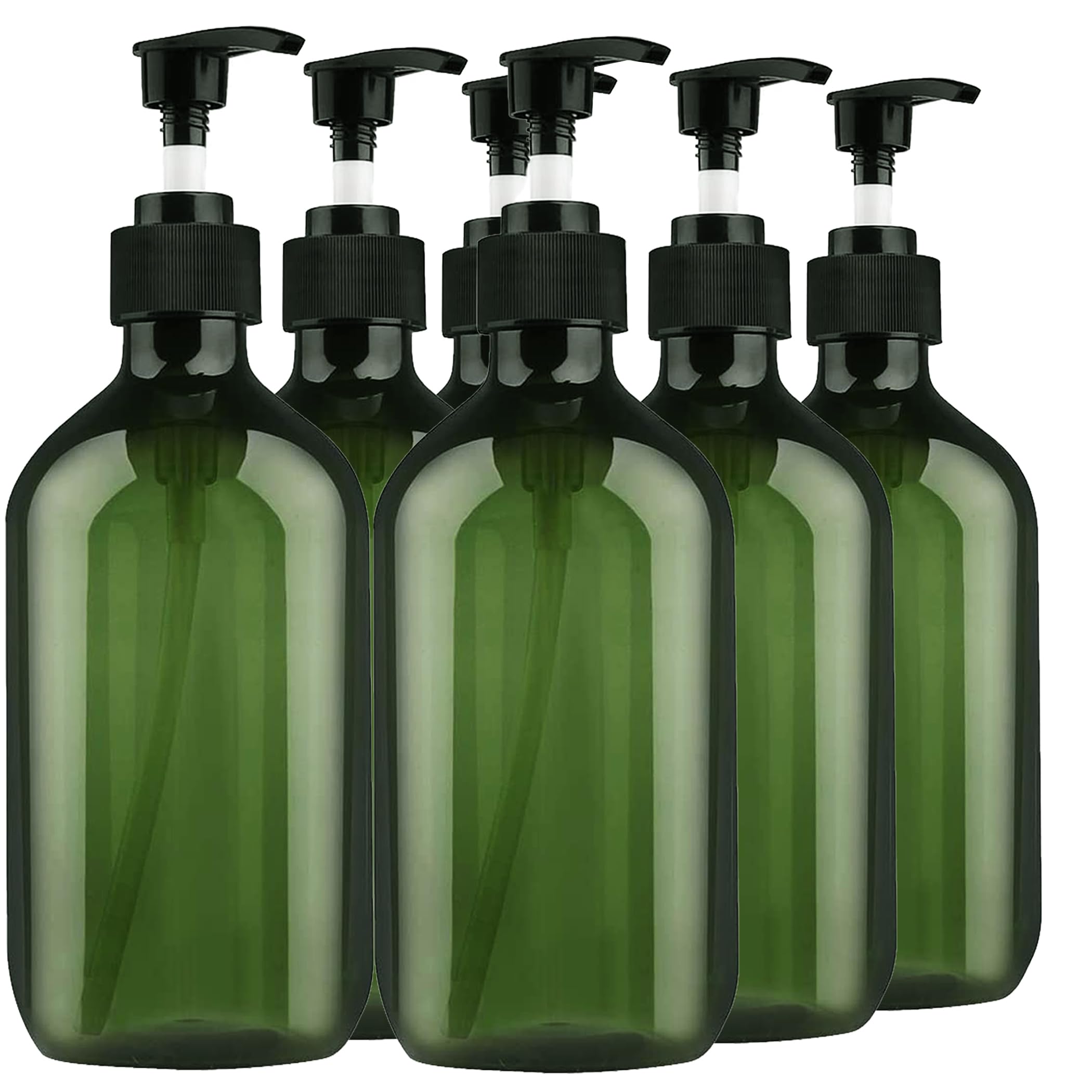 Photo 1 of ** ONLY 3***FOOCHY 6 Pack Empty Plastic Bottles with Pump Dispenser and 6pcs Labels Included, Refillable Travel Containers for Hand sanitizer Shampoo Lotion, etc - No BPA/Paraben, 500ml/16.9oz (Green)