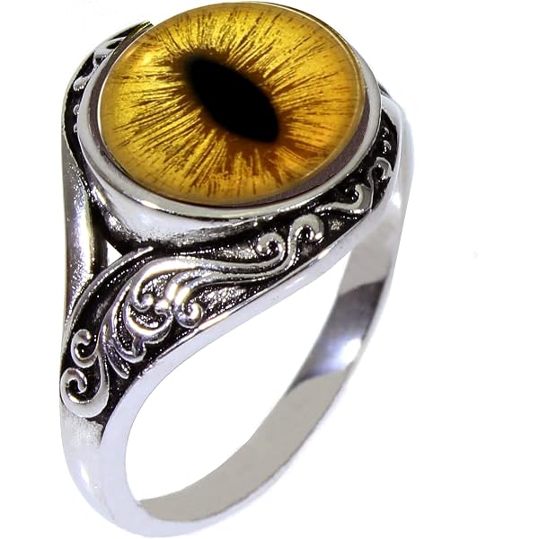Steel Dragon Jewelers Men's Glass Eye Ring - Choose Animal Or Fantasy Eyes In Egyptian Stainless Steel Setting
