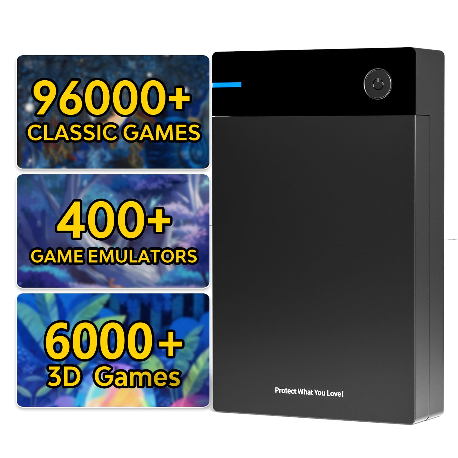 Kinhank 12TB Retro Gaming Hard Drive,External Gaming Hard Drive with 96000+ Classic Games,6000+ 3D Games,Retro Game Console with 400+ Emulators,Compatible with Win-7/8/10/11