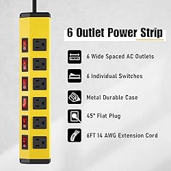ANNQUAN 6 Outlet Metal Power Strip with 6
