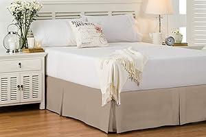 Cotton Delight Bed Skirt King Size 100% Natural Cotton 800 Thread Count Premium Tailored Fit 1pc Bedskirt King Size 12" Drop Length Taupe Solid