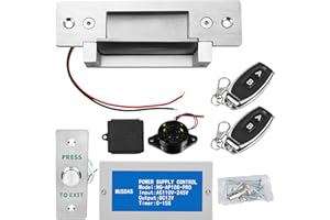 PULAIM Access Control Electric Strike Door Lock Fail-Secure/Fail-Safe Kit System, Door Buzzer Entry System, with Remote Control, Button, Buzzer, Power Adapter