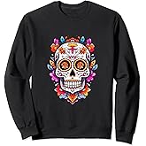 Sugar Skull Dia de Los Muertos Mexican Sugar Skull Sweatshirt
