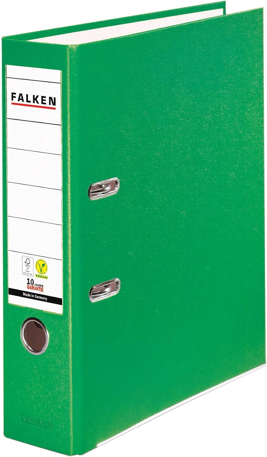 Original Falken PP-Color plastic files. Made in Germany. 8 cm wide DIN A4 pastel colour light green ring binder vegan file folder letter folder office folder plastic folder slotted folder