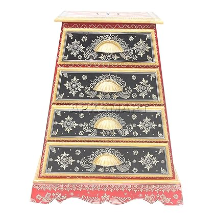 APKAMART Handcrafted Wooden Chest of Drawers - 24 Inch - Corner End Table for Home Decor, Room Decor and Gifts