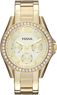 Montre pour Femmes Riley, Mouvement Quartz Multifonctions, 38mm, boîtier en Acier Inoxydable Or et Bracelet en Acier Inoxydable, ES3203