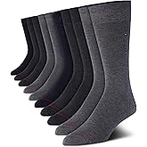 Tommy Hilfiger Mens Dress Socks - 10 Pack Lightweight Everyday Crew Work Socks for Men for Casual & Formal Wear