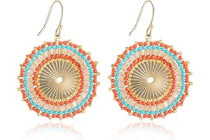 JOYA LOVE Colorful Bead Earrings For Women Summer Beach Handmade Bead Earrings Bohemia Hoop Dangle Earring For women