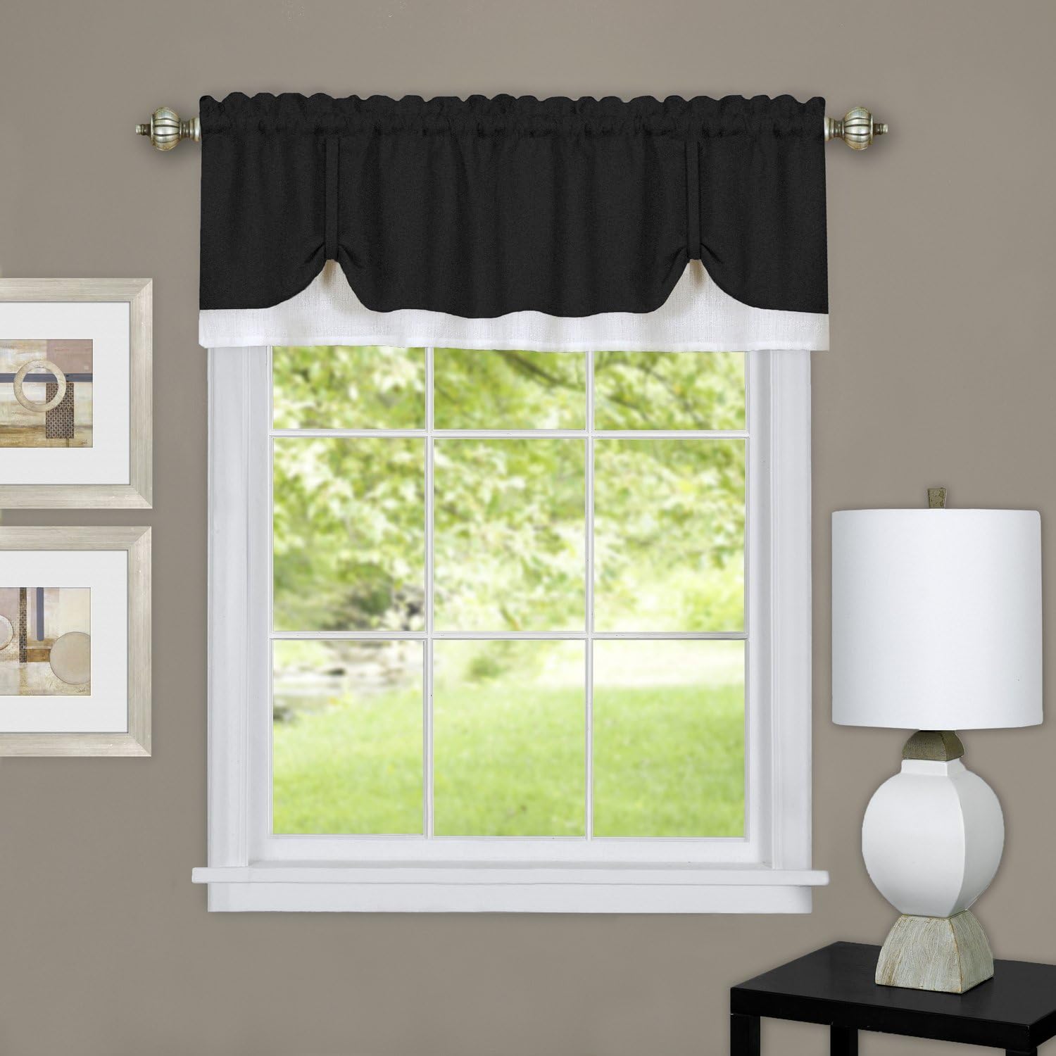 Achim Home Furnishings Darcy Window Curtain Valance, 58x14, Black and