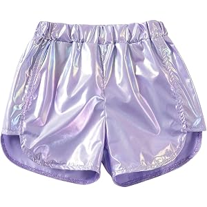 Toddler Girls Metallic Shorts Sparkly Dance Outfits Elastic Shiny Hot Short Pants Hip Hop Athletic Gymnastics Baby Birthday