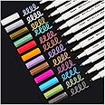 Sunshilor Metallic Markers Fine Point Metallic Marker Pens for Black Paper, Art Rock Painting, Easter Egg, Halloween Pumpkin,