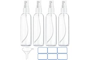DTDNZKN 4 Pack 3.4 Oz (100ml) TSA Approved Travel Bottles, Travel Size Containers Spray Bottles with Labels - Fine Mist, Refi