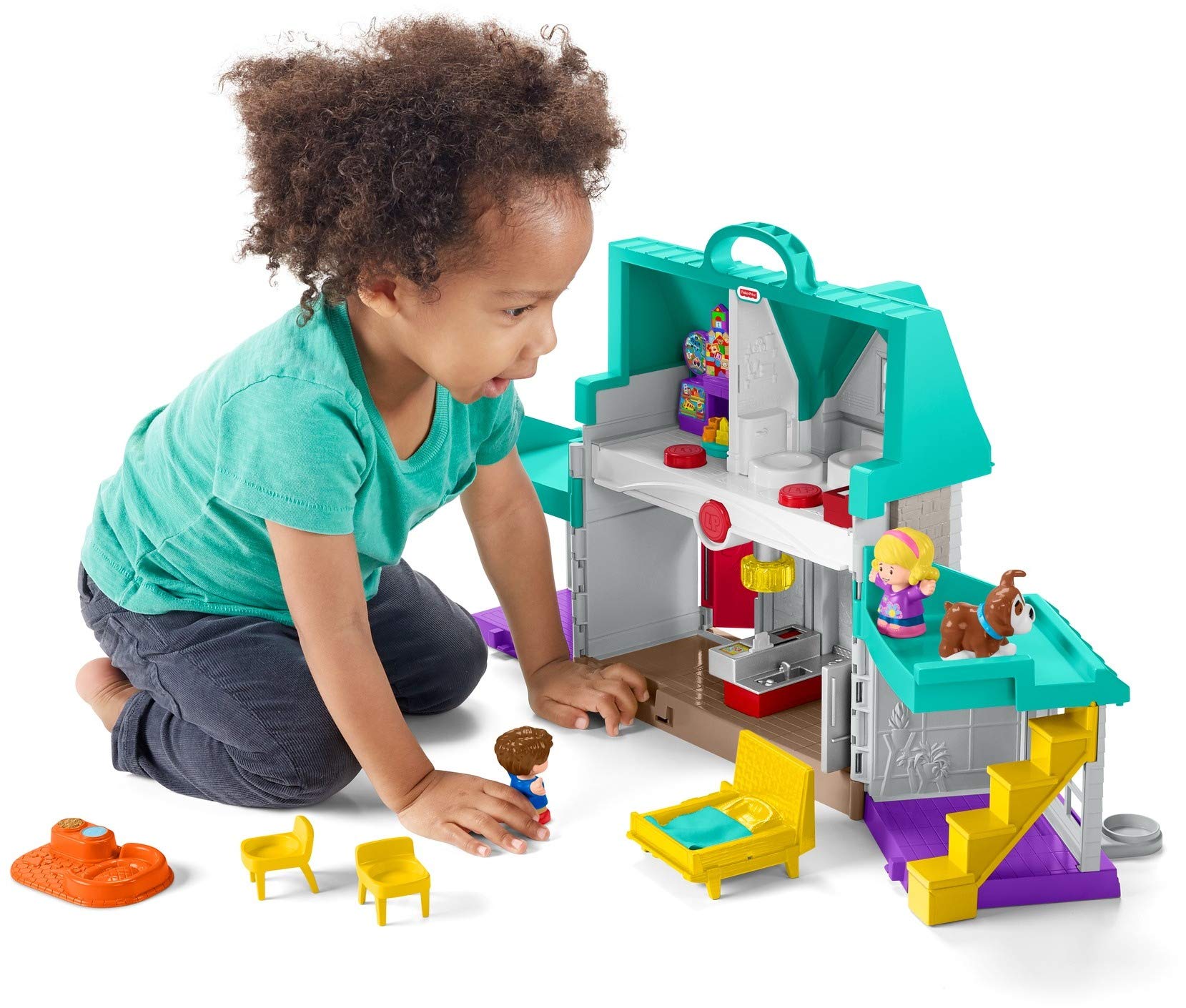 Fisher-Price Little People Toddler Toy Big Helpers Home Playset with Music Lights & Figures for Preschool Pretend Play Kids Ages 1+ Years