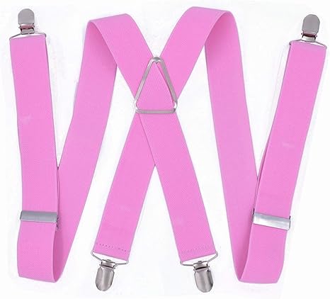 Amazon Co Jp スリング ファッションメンズサスペンダー3 5cm幅4クリップとユニセックスブレースサスペンダーズブラック カジュアル Color Pink ホーム キッチン