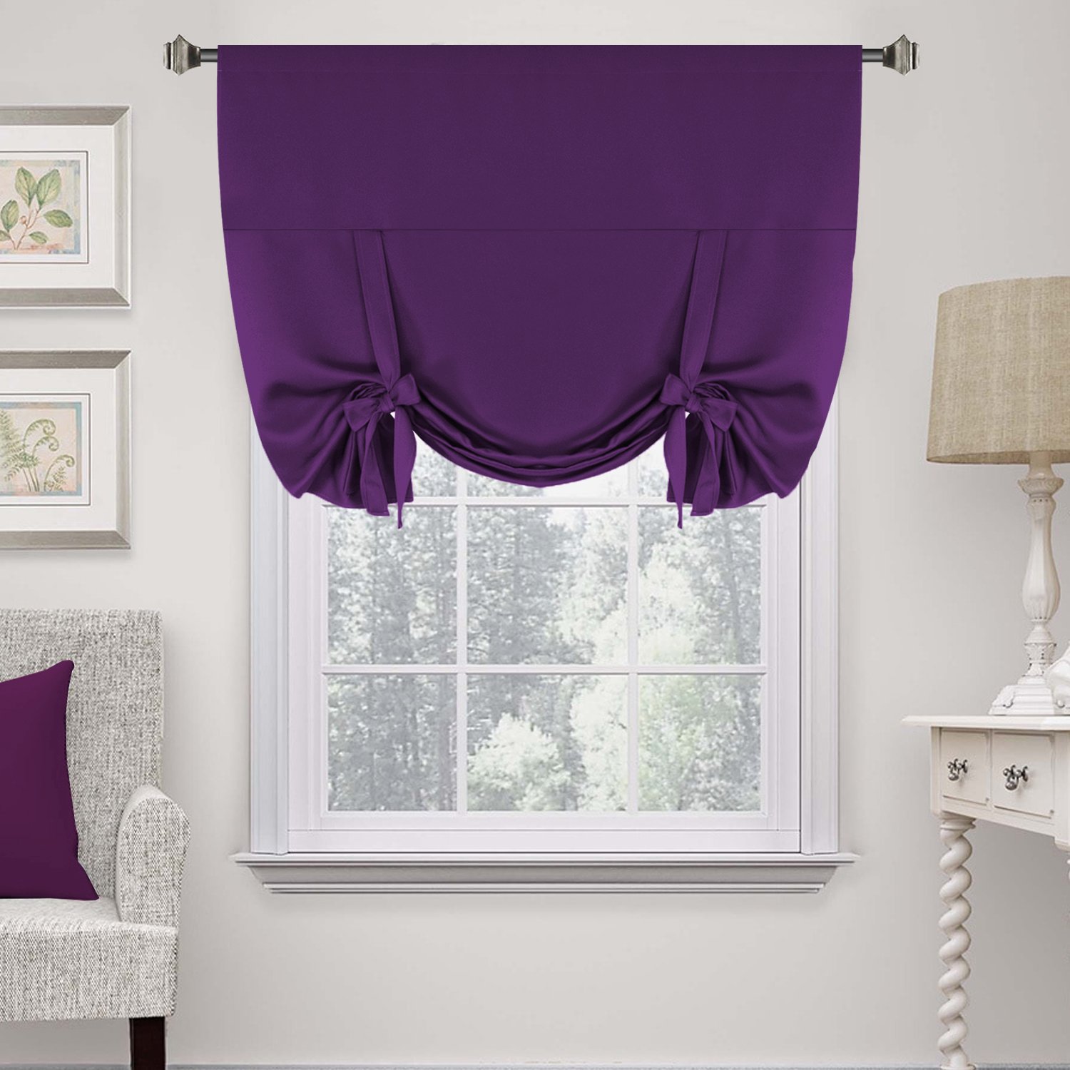 Best tie up curtains purple living room rod