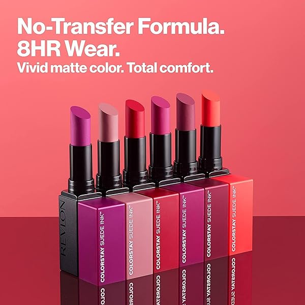 REVLON LIPSTICK, COLORSTAY SUEDE INK, BUILT-IN PRIMER, INFUSED WITH VITAMIN E, WATERPROOF, SMUDGE-PROOF, MATTE COLOR, 004 PURE TALENT, 0.09 OZ.