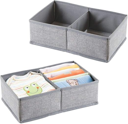 Amazon Com Mdesign Soft Fabric 2 Section Dresser Drawer And