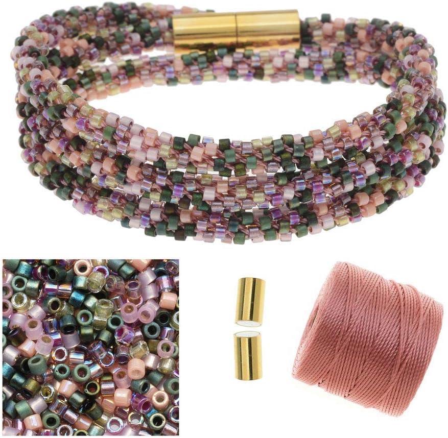 Exclusive Beadaholique Refill - Beaded Kumihimo Wrap Bracelet Kit-Rose Tone Jewelry Kit