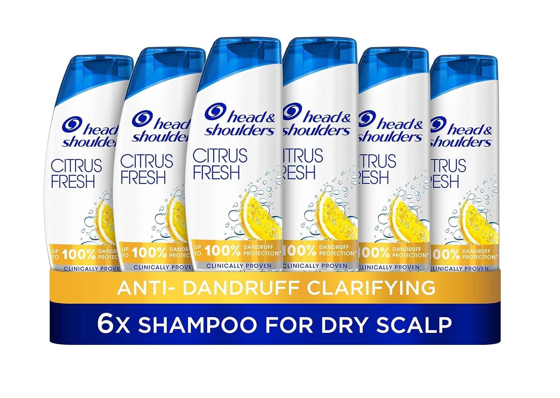 Head & Shoulders Citrus Fresh Anti Dandruff Shampoo for greasy hair, for daily use. Pack of 6x 250ml shampoo. Up to 100% Dandruff Protection, Clinically Proven. Fresh Clean Feeling with Citrus Scent