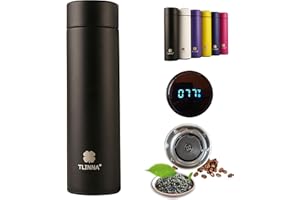 TLINNA Coffee thermos,Coffee bottle,Tea Infuser Bottle,Smart Sports Water Bottle with LED Temperature Display,Double Wall Vacuum Insulated Water Bottle, Stay Hot for 24 Hrs,Cold for 24 Hrs