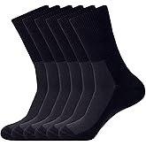 1SOCK2SOCK 6 Pack Diabetic Crew Socks, Therapeutic, Non-Binding Circulatory Silky Soft Cushioned Socks