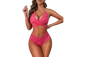Donnalla Women Sexy Lingerie Set Two Piece Lace Bra and Panty Set bralette Sleepwear