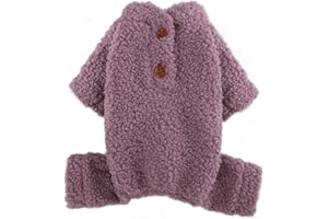 FETTORLER Teddy Fleece Dog Pajamas for Small Dogs Girl Winter Warm Puppy Pjs Clothes Sweater Outfit Cold Weather Dog Coat Plain Pet Onesie Apparel for Chihuahua Yorkie Teacup Cat Jumpsuits (Small, Purple)