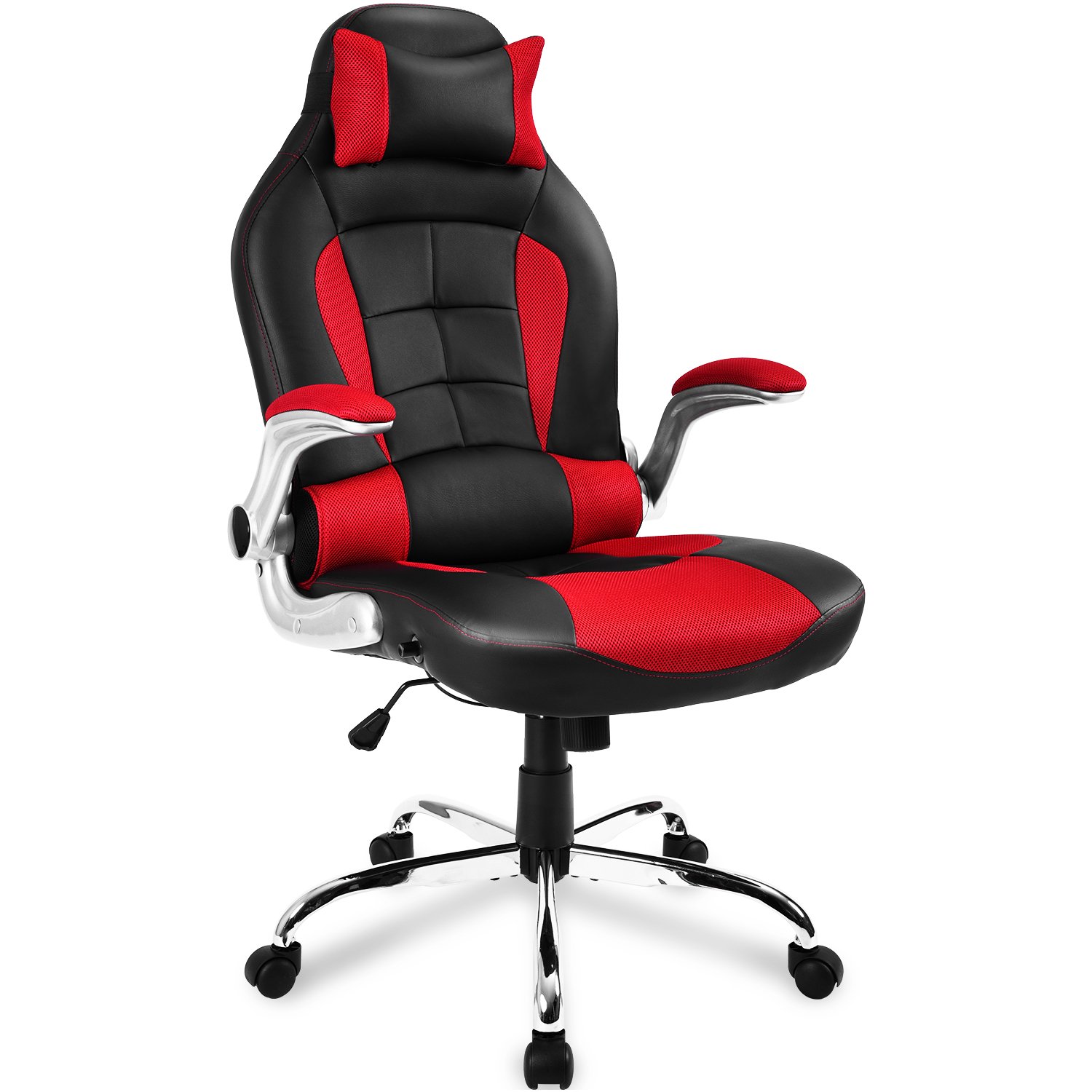 JULYFOX High Back Office Chair Flip Up Arms, Big and Tall Gaming Chair 150 KG Heavy Duty Faux