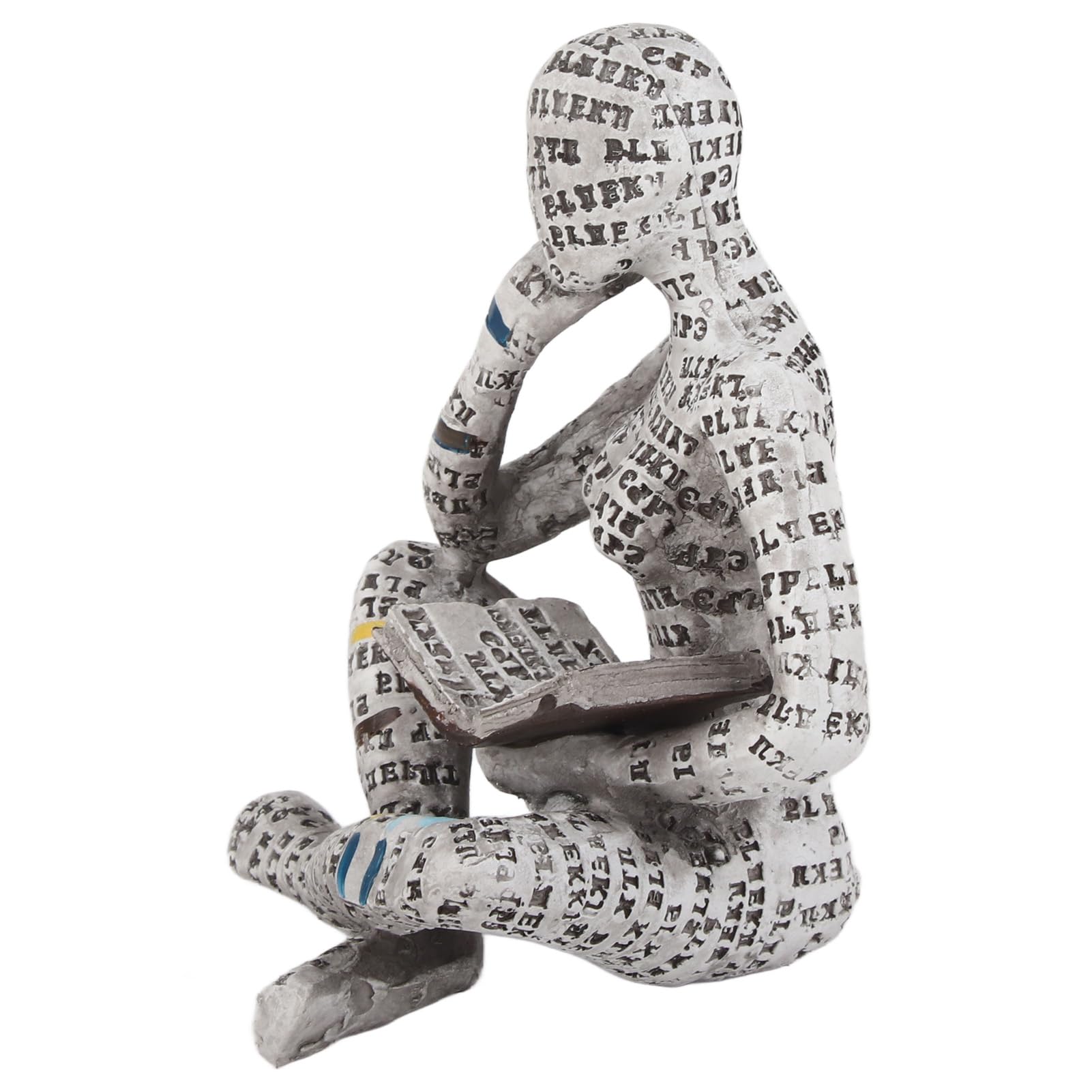 Resin Abstract Thinker Sculpture,Reading Woman Figurine,Reading Woman Figurine,Bookworm Sculpture,Lady Reading Ornaments Bookshelf Ornaments For Home Decoration(G)