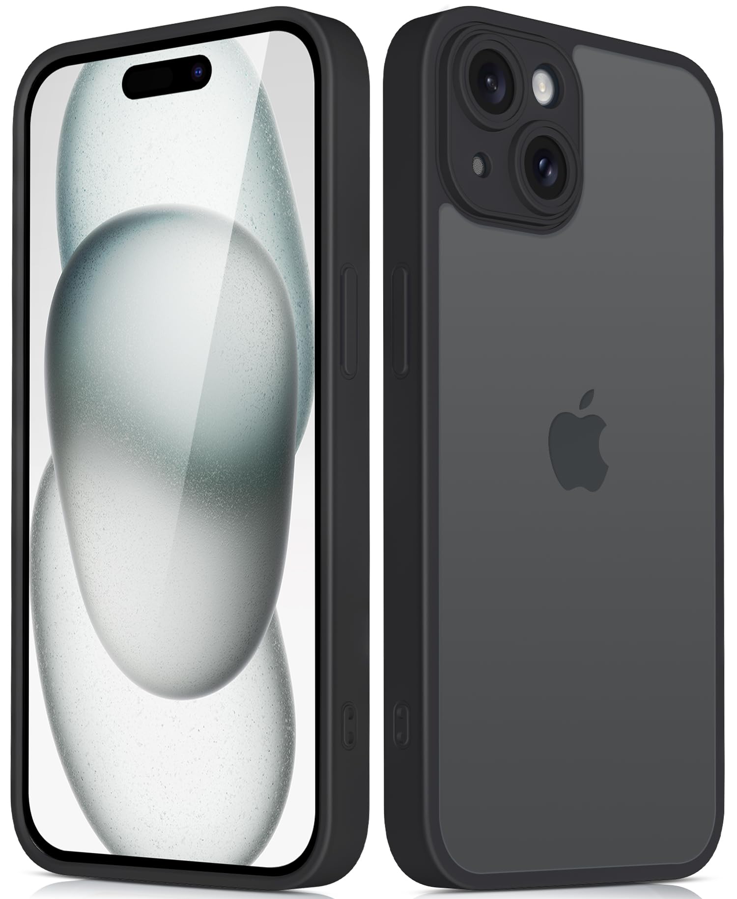 Mootobo for iPhone 15 Plus Case 6.7-Inch, Military-Grade Protection 360° Full Body Frosted Translucent Back Phone Cover, Anti-Fingerprint Slim Shockproof Phone Case for iPhone 15 Plus Case – Black
