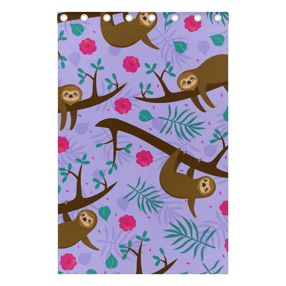 ISAOA Sloths in The Jungle Window Curtains for for Livingroom Bedroom Kids Room,84x55 Inches,2 Panels Eyelet Blackout Curtains