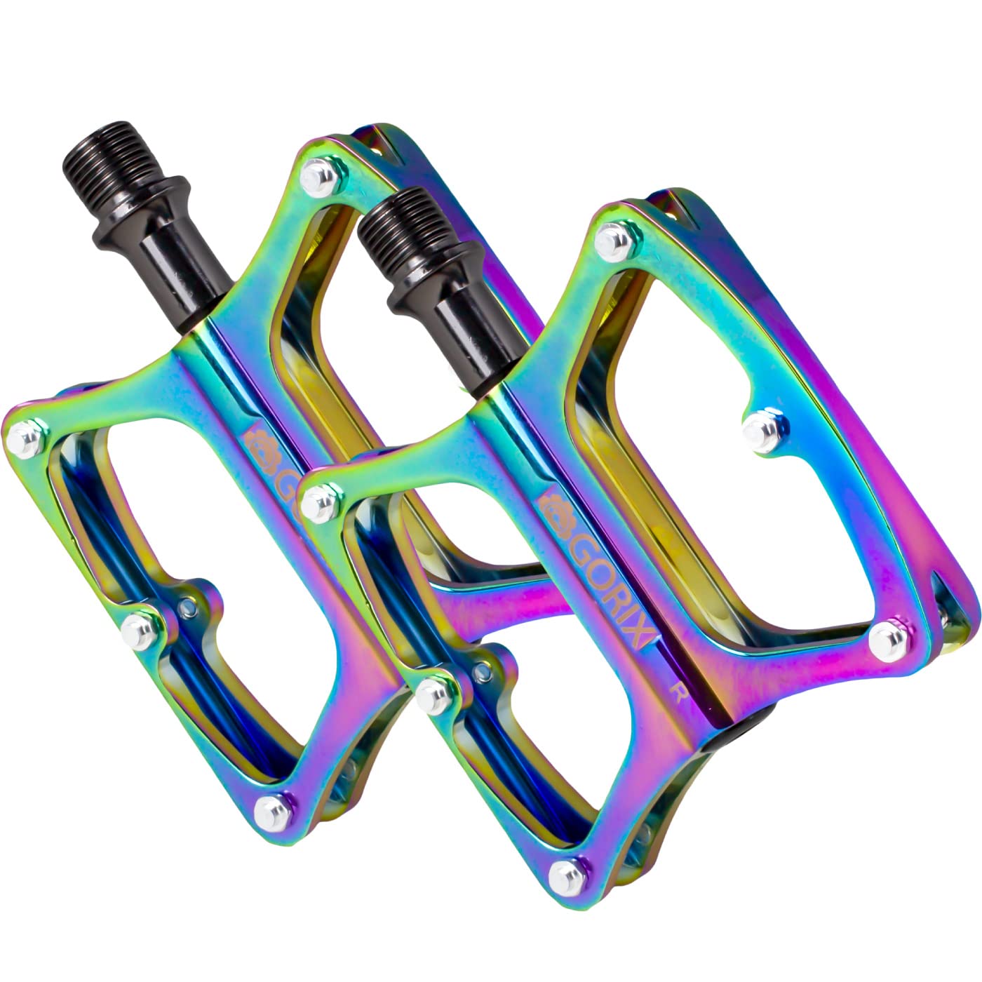 GORIX Bike Flat Pedals Oil Slick Wide Lightweight with Non-Slip Pin Spike Road Mountain MTB Bicycle(Global Edition) (GX-OIL11)