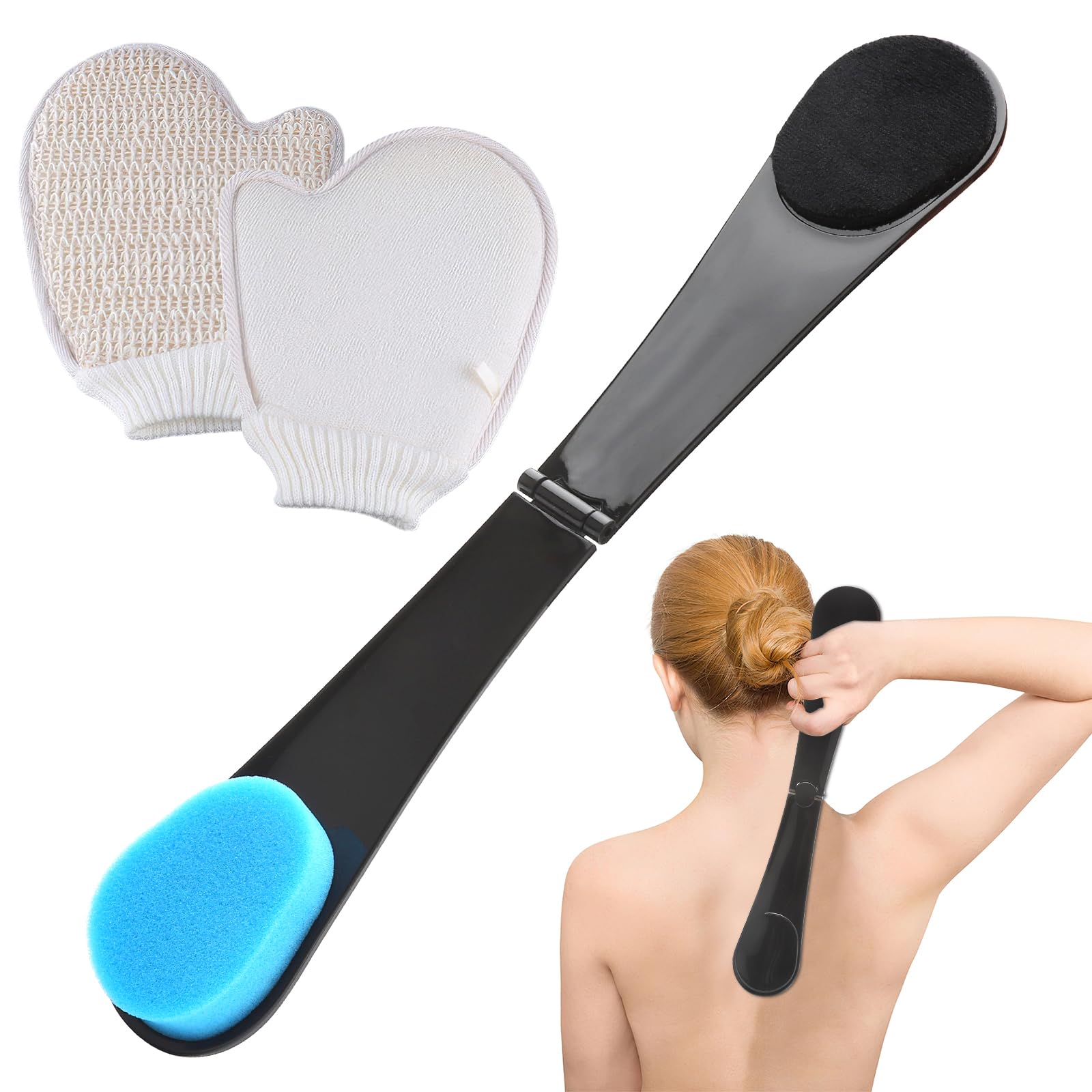 Self Tanning Back Applicator and Tanning Mitt Self Tan Set, Lotion Applicator for Back, Reusable Application Tool Sun Cream Applicator, Work with Tanning Lotion Cream Mousse