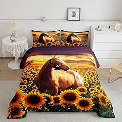 Erosebridal Brown Horse Comforter Set King Size for