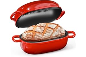 Cast Iron Dutch Bread Oven - 2.5QT Dutch Oven for Sourdough Bread Baking, Cast Iron Bread Loaf Pan with Lid, Easy Homemade So