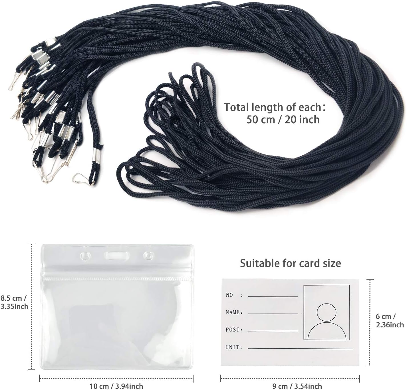 20 Pcs Clear Plastic Id Card Holder with 20pcs Lanyard Card Holder - Image 3