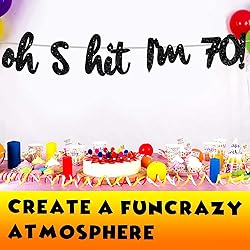 Oh I’m 70! Banner Backdrop Glitter Black Hallo