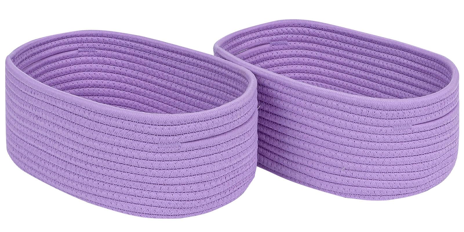 Photo 1 of CubesLand Sturdy Woven Rope Storage Baskets, Purple, 2 Packs, 12" x 8" x 5.11"