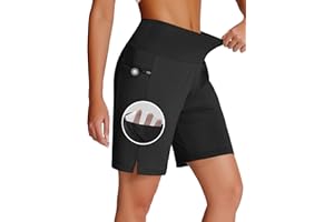 MIVEI Womens 5" 7" 9" Swim Board Shorts with Zipper Pockets High Waisted Quick Dry Beach Bermuda Long Swimming Trunks UPF 50+