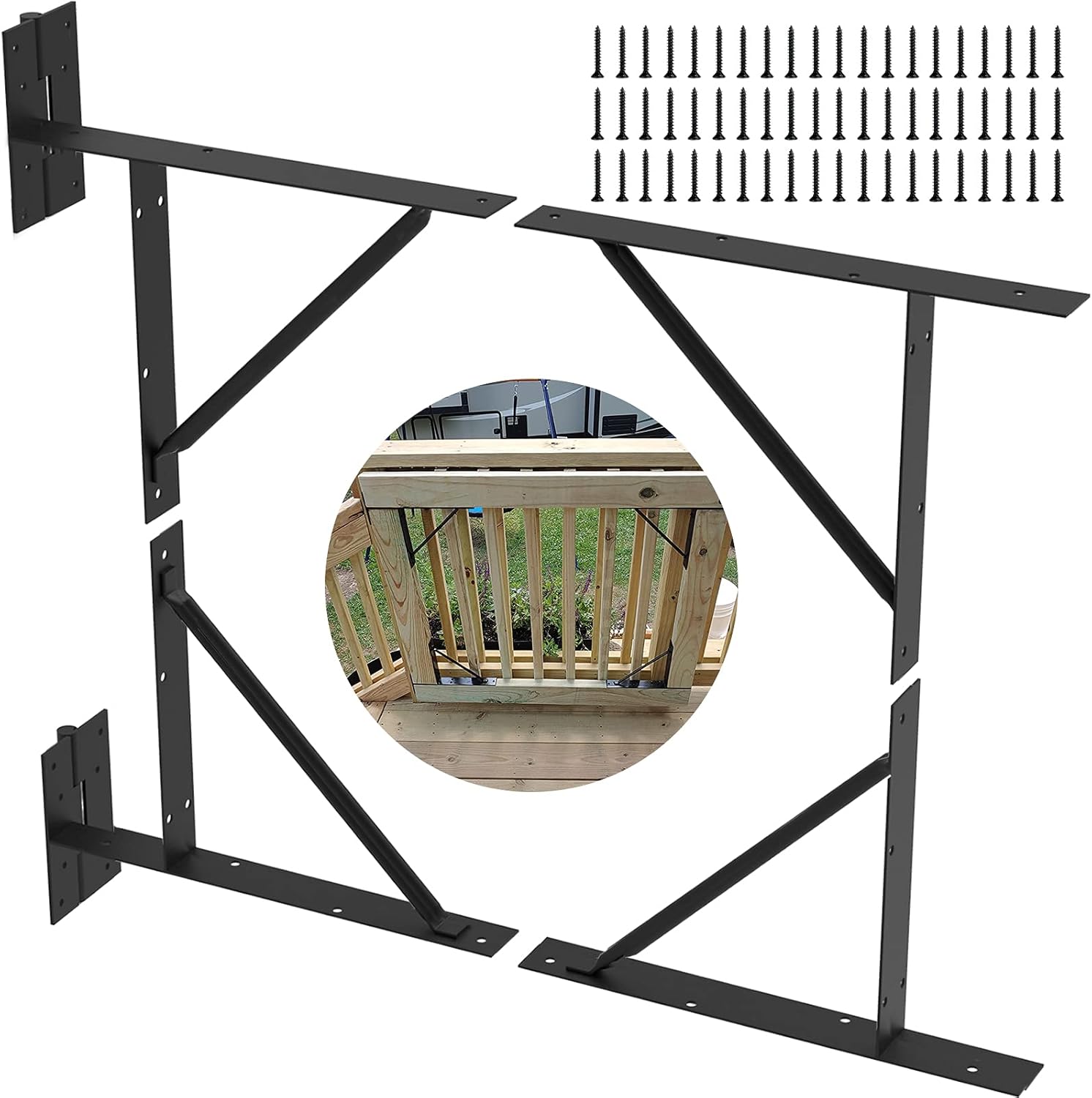 Gate Corner Brace Bracket Heavy Duty Wood Fence No Sag Gate Kit Gate Bracket for Shed Doors, Driveway Gates, Corral Gates, Wood Windows