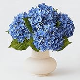 ZYTUYO 4 Pcs Royal Blue 20 inches Real Touch Hydrangea Artificial Flowers Boho Lifelike Real Looking Latex Hydrangeas Flower with Long Stem for Indoor Living Room Spring Home Decor Table Flower