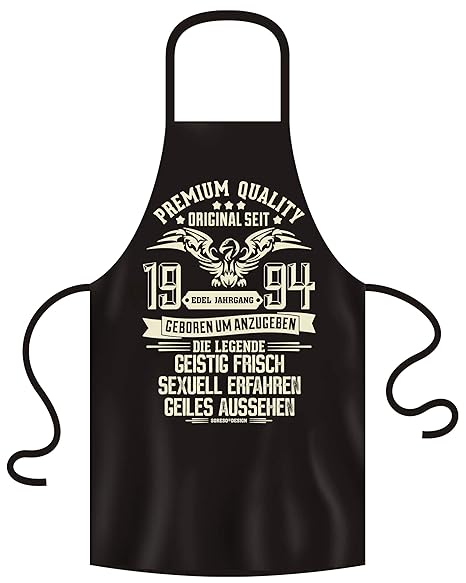 Soreso Design Geburtstagsgeschenk zum 25. Geburtstag Männer und Frauen Edel Jahrgang 1994 Grillschürze Kochschürze Farbe: sch