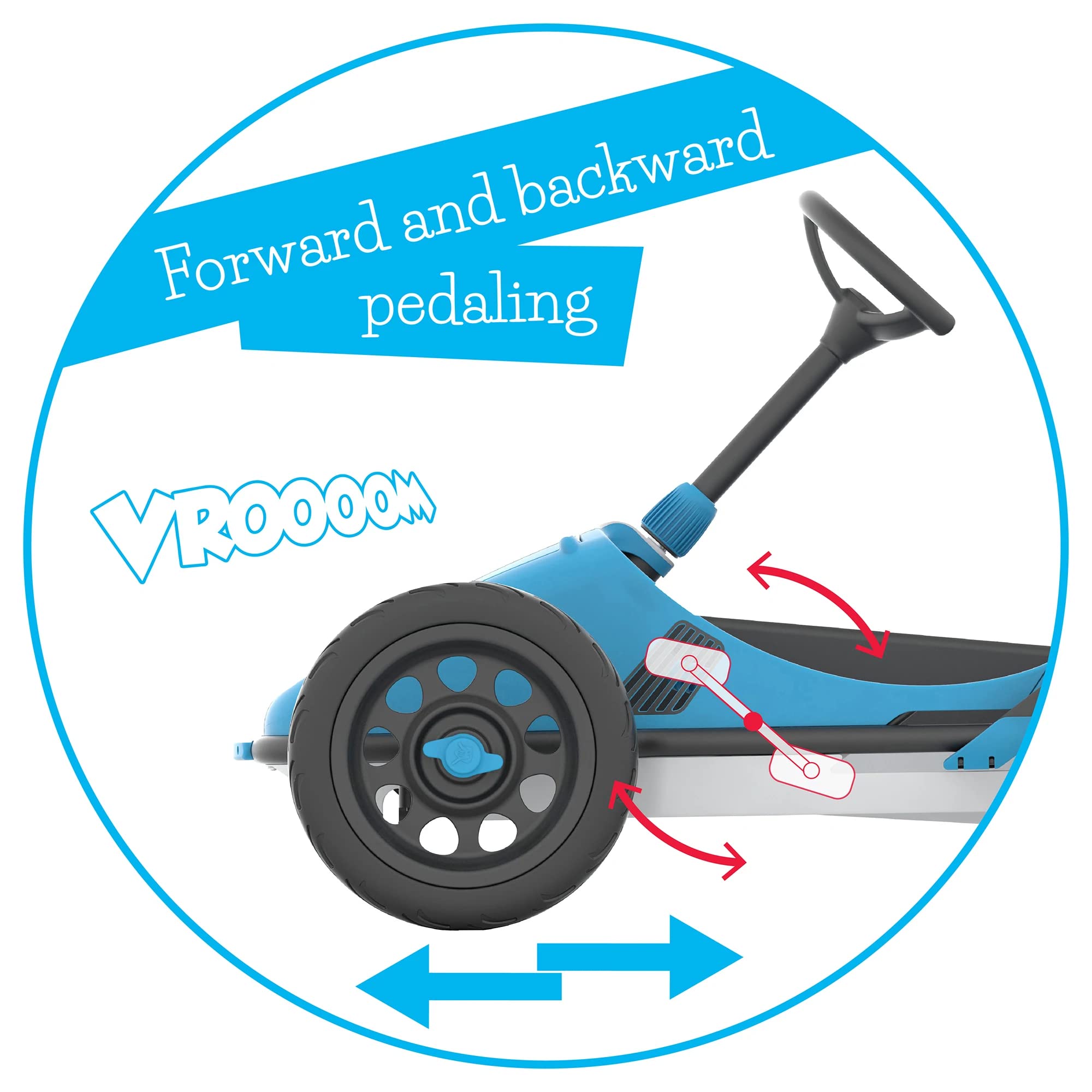 Chillafish Monzi RS: Pedal Go-Kart for Kids 3-7 Years, Folds Down for Easy Storage and Adjustable Seat Without Tools, Airless no-Puncture RubberSkin Tires, and Wall Mount for Easy Storage, Red