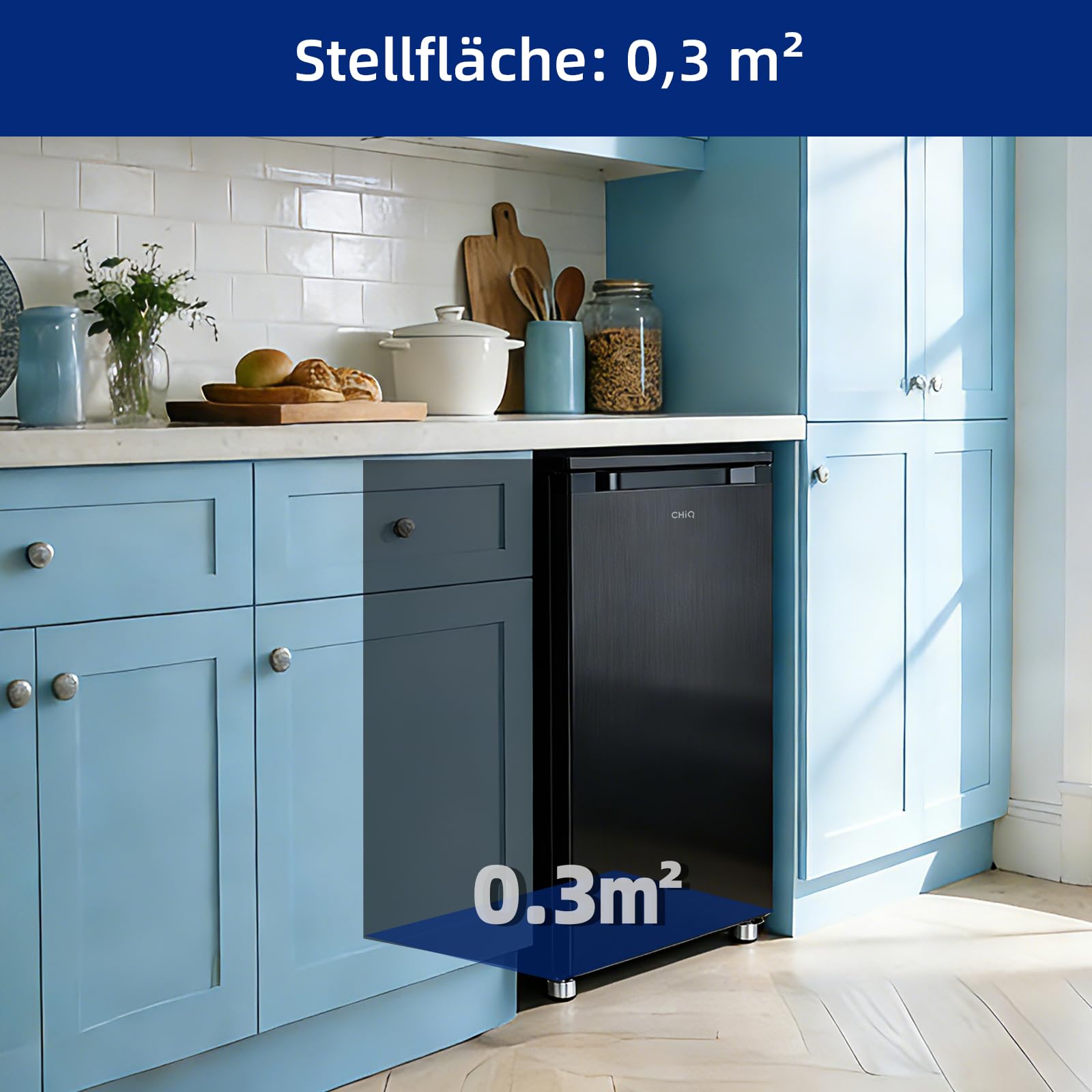 CHIQ kühlschrank mit gefrierfach 107 Liter, mit 13L Gefrierfach｜EEK C, 87 kWh/Jahr | 4-Sterne-Gefrieren, -24 °C bis -16 °C| geräuscharm, Schwarz, CTT107BC 8