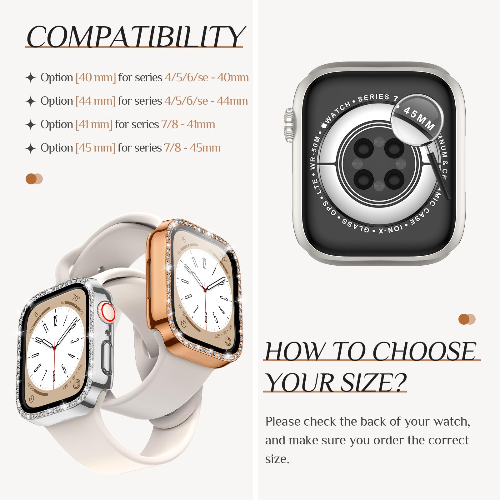 Goton 2-Pack Bling Case for Apple Watch Series 9 8