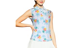 uideazone Womens Sleeveless Polo Golf Shirts 3D Print Moisture Wicking Polo Tennis Shirts Athletic Fit Tank Top